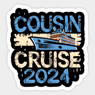 Funny Cousin Cruise 2024 Retro Family Matching Reunion Trip Sticker